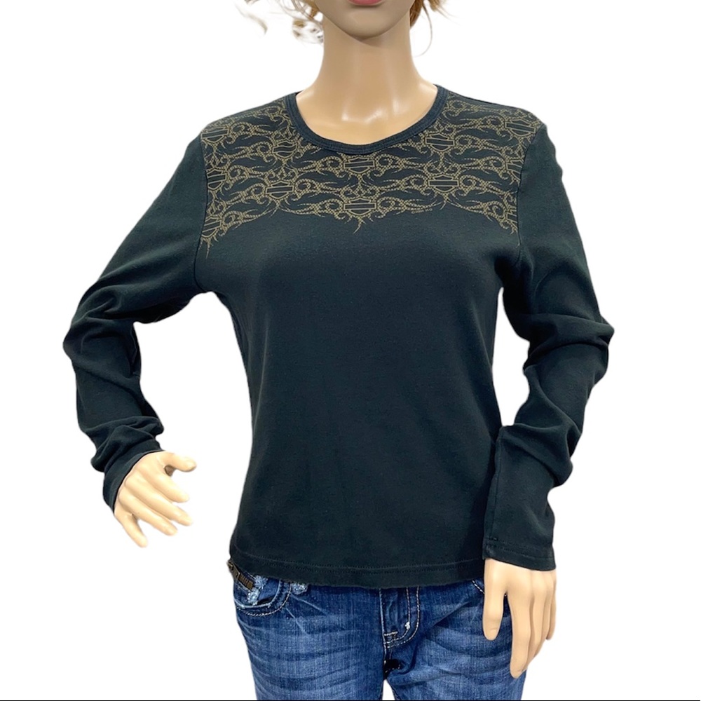HARLEY-DAVIDSON Women’s Black Long Sleeve Tee Shirt Size Medium